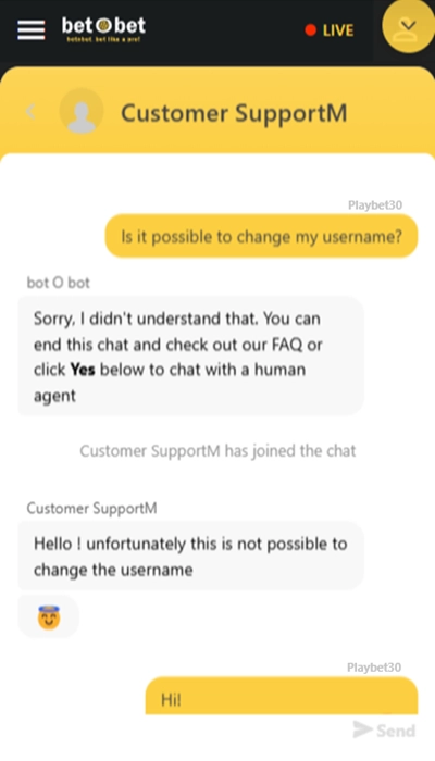 Customer support at betObet