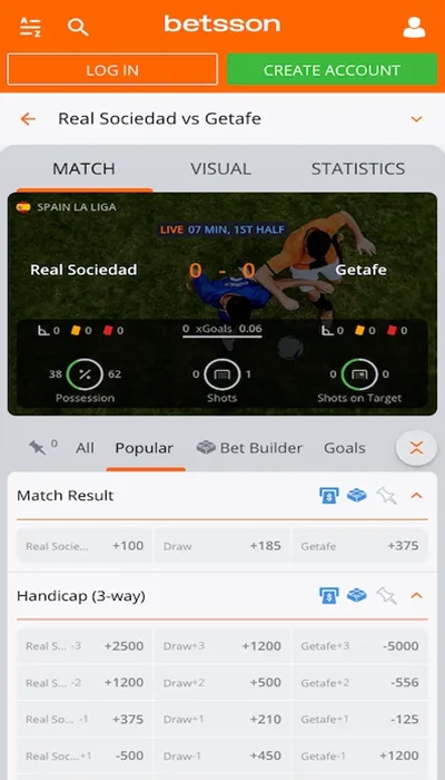 Live betting at Betsson