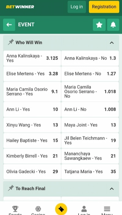 Outright bets - Betwinner