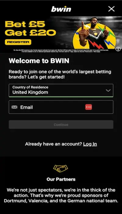 Bwin - Registration 1