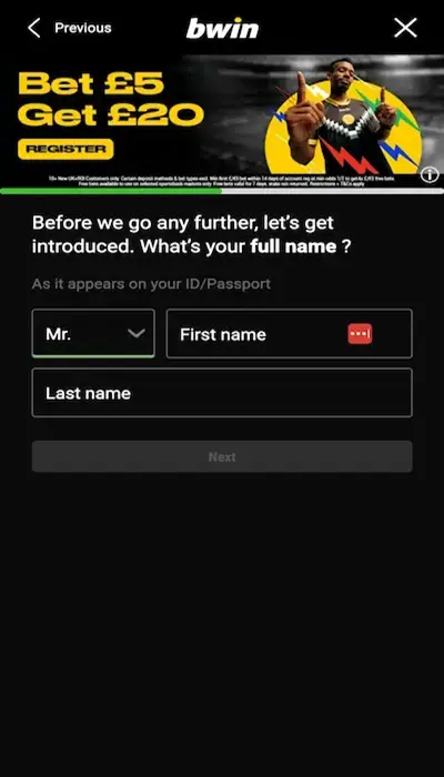 Bwin - Registration 2