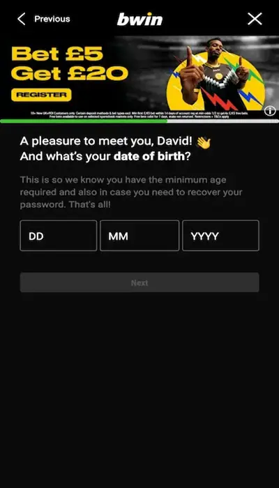 Registration Page 4 - Date of Birth