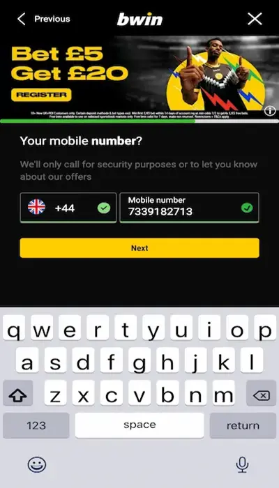 Bwin - Registration 3