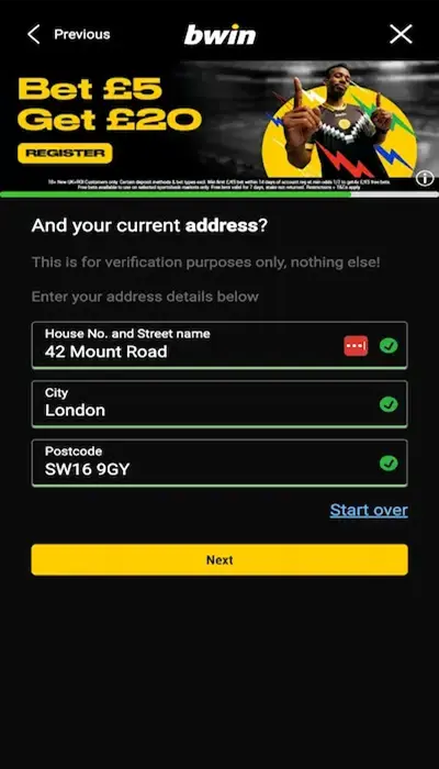 Registration Page 6 - Current Address