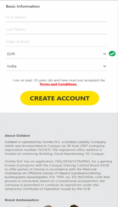 dafabet sign up