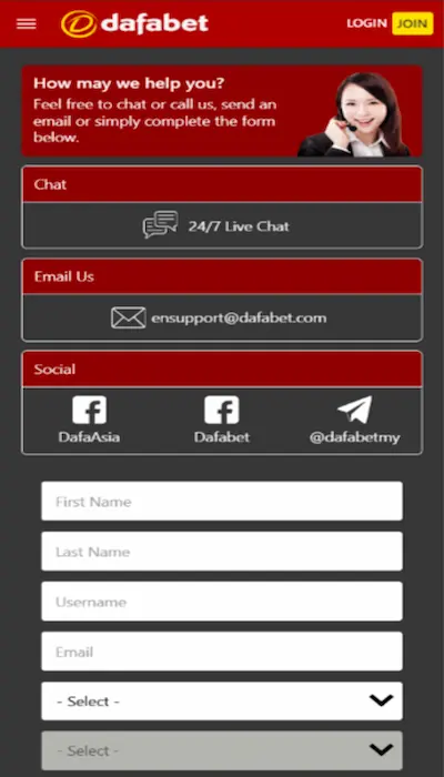 dafabet support