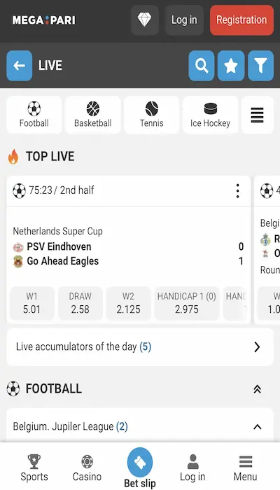 live betting megapari