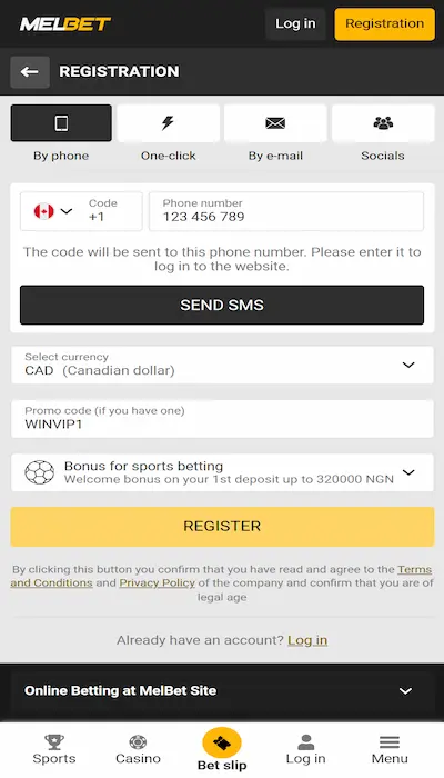 melbet sign up