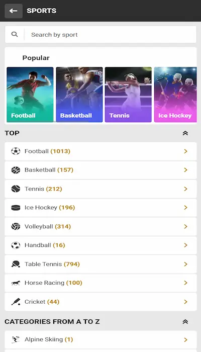 sports at melbet