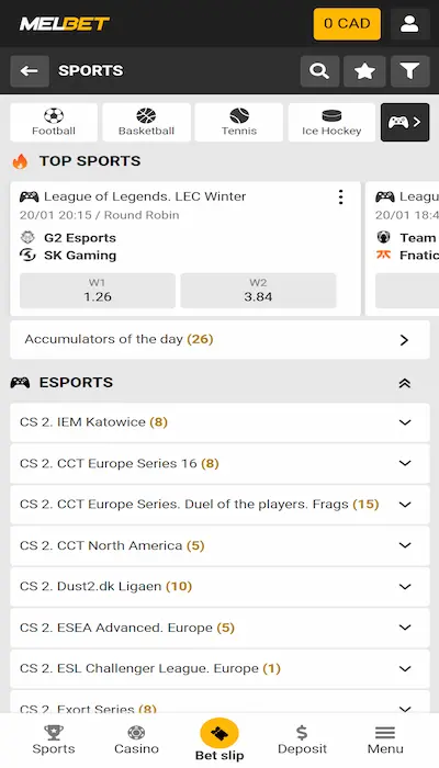 melbet esports