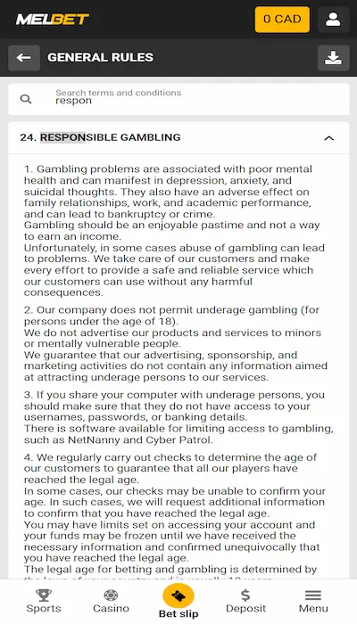 melbet responsible gambling