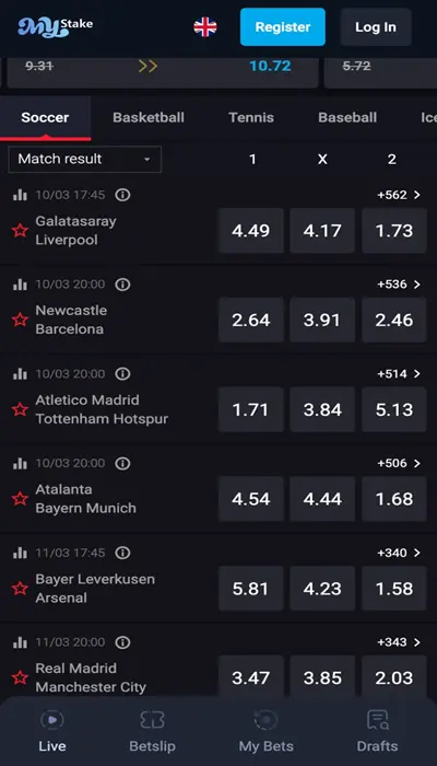 mystake football odds