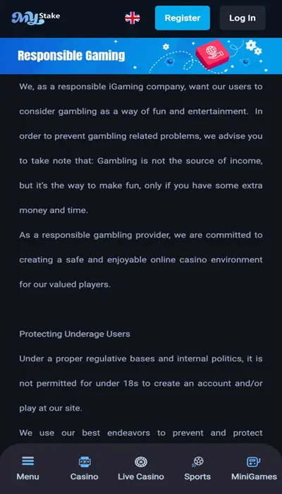 mystake responsible gaming
