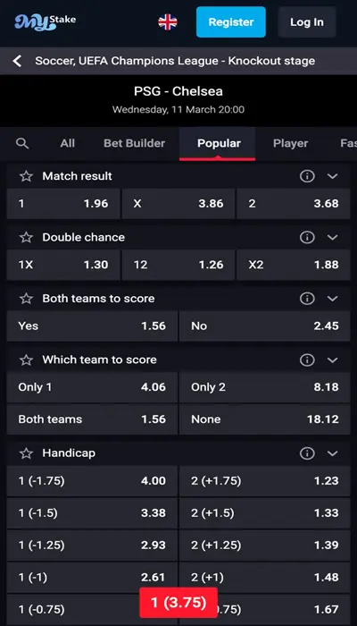 mystake football odds