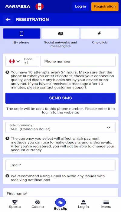 paripesa sign up