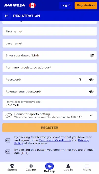 paripesa sign up