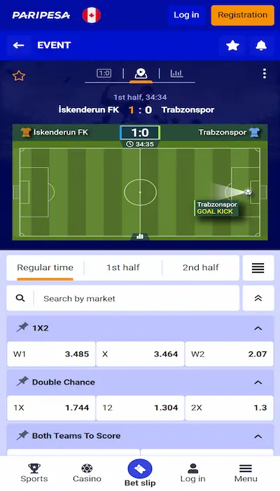 Paripesa live betting