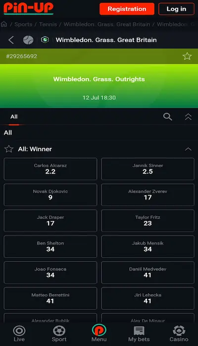Pin-up.bet outright betting