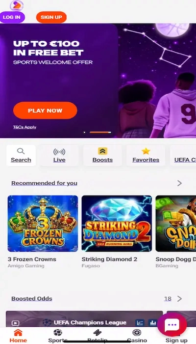 Tonybet Registrierungsbildschirm