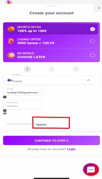 TonyBet Registration Code