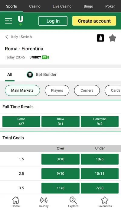 unibet match odds