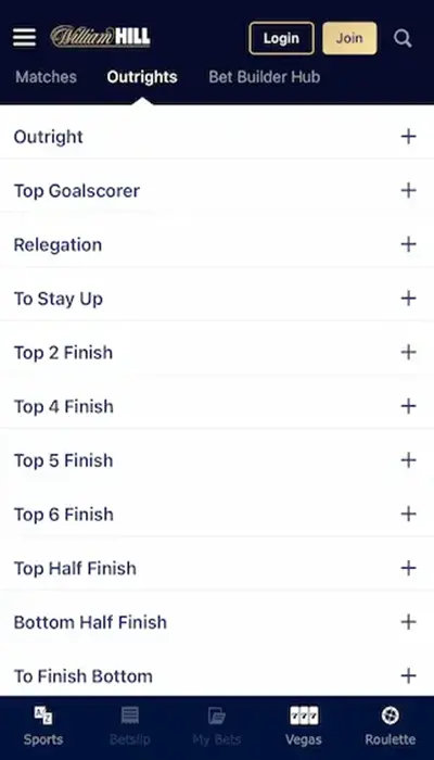 william hill outrights