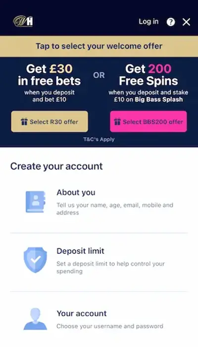 william hill registration