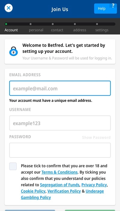 betfred - registration