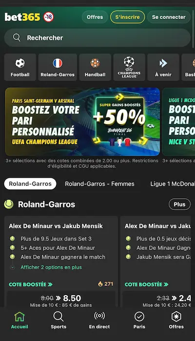 Offre de paris sur Bet365