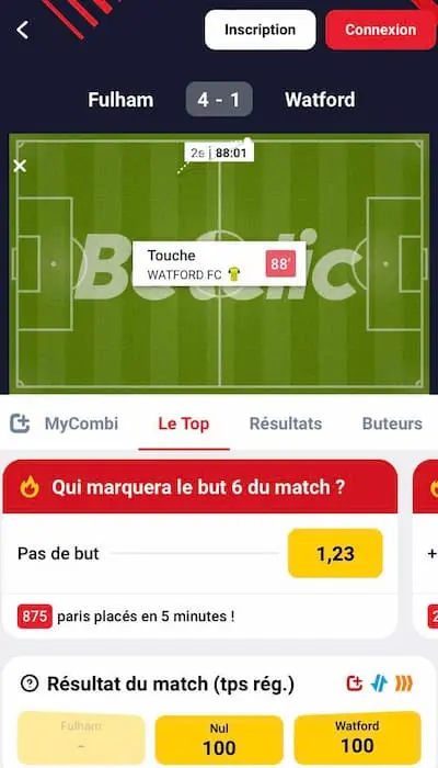 Parier en direct - Betclic