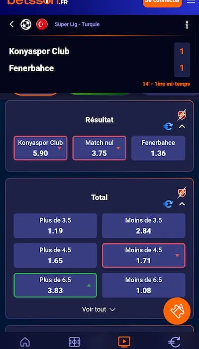 Parier en direct - Betsson