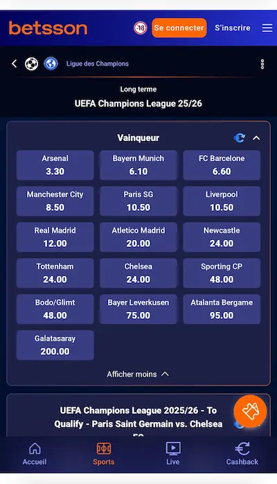 Paris outrights Betsson