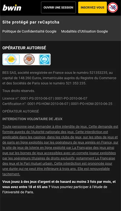 Sécurité Bwin