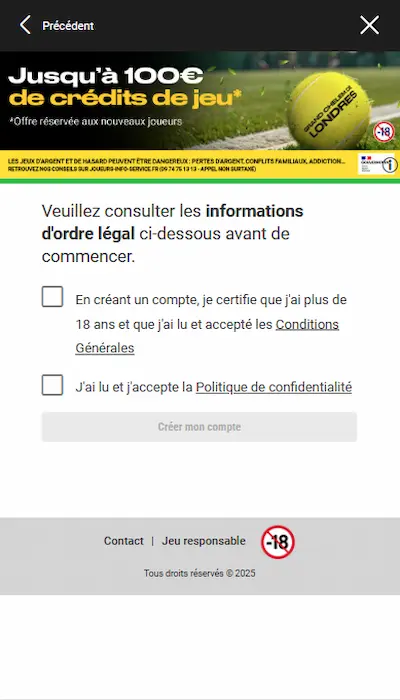Promo de bienvenue Bwin - Étape 3