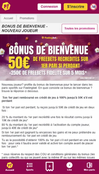 Promo de bienvenue Feelingbet