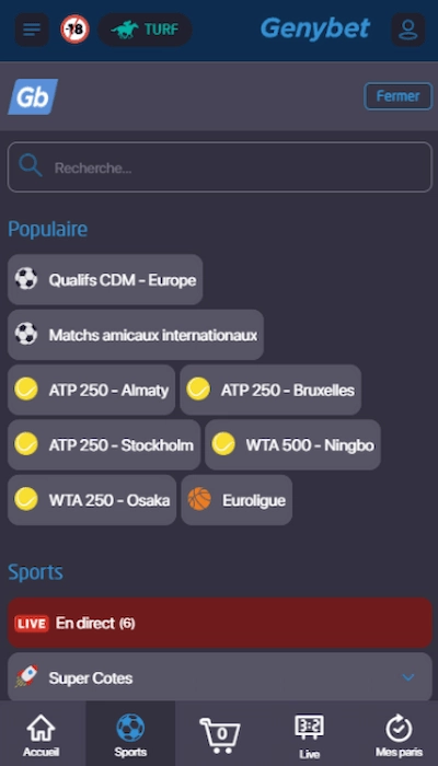 Les compétitions ouvertes aux mises sur GenyBet