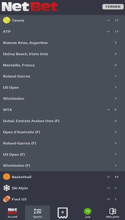 Types de paris sportifs - NetBet