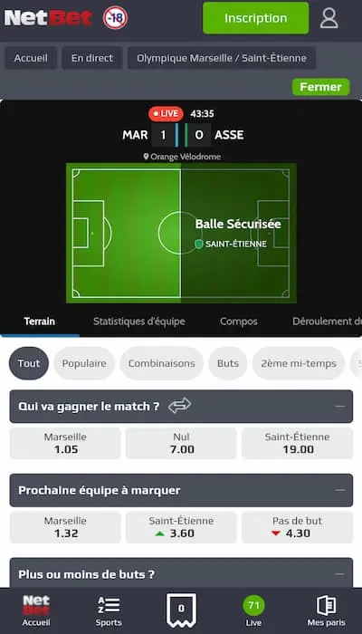 Parier en direct - NetBet