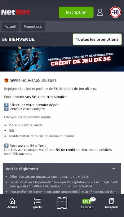 Bonus d'inscription - NetBet - Page 1
