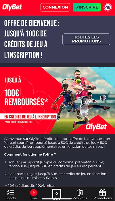 Promo de bienvenue OlyBet