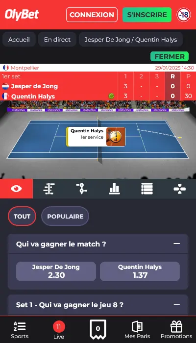 Parier en live OlyBet
