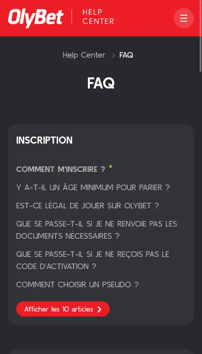 FAQ Olybet