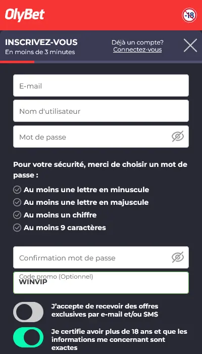 Code promo OlyBet - Page 1