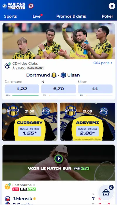 Offre de paris Parions Sport en Ligne