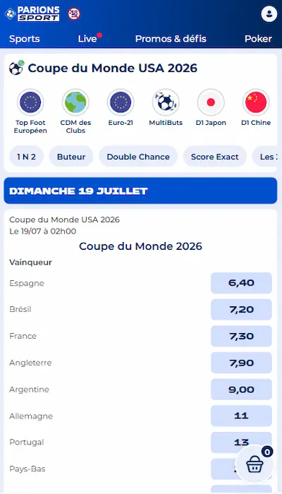 Paris outrights Parions Sport en Ligne