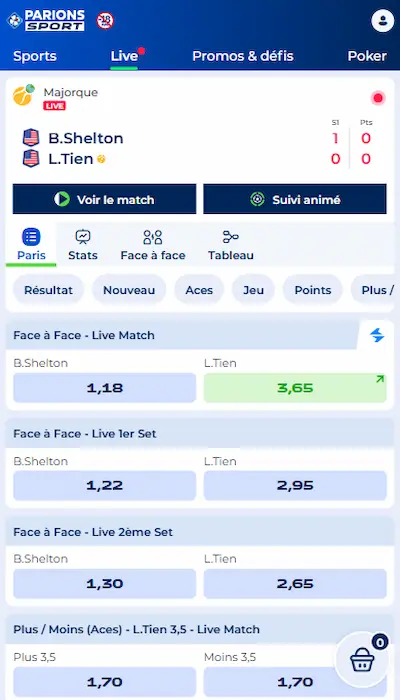 Parier en direct - Parions Sport en Ligne