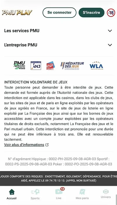 Sécurité PMU Play