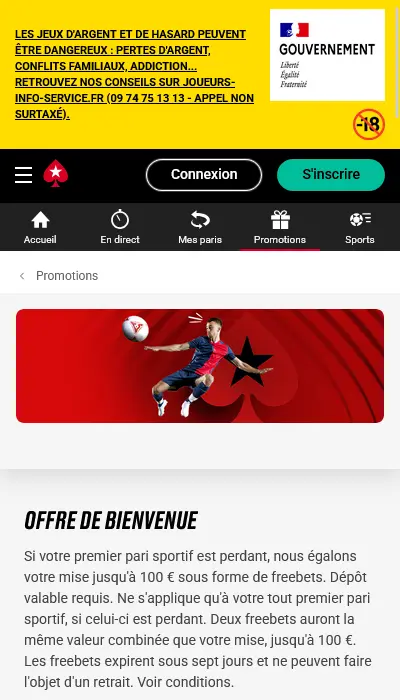 Promo bienvenue paris sportifs Pokerstars Sports