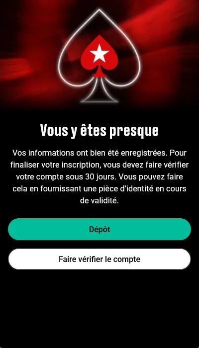 Validation compte Pokerstars Sports