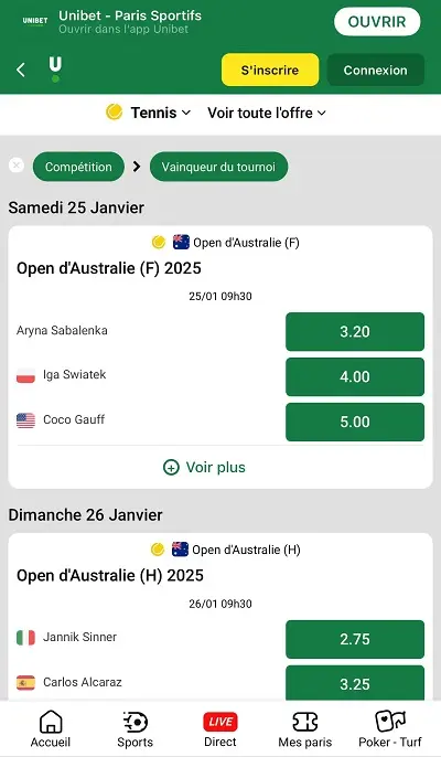 Paris Compétition Unibet - Long terme